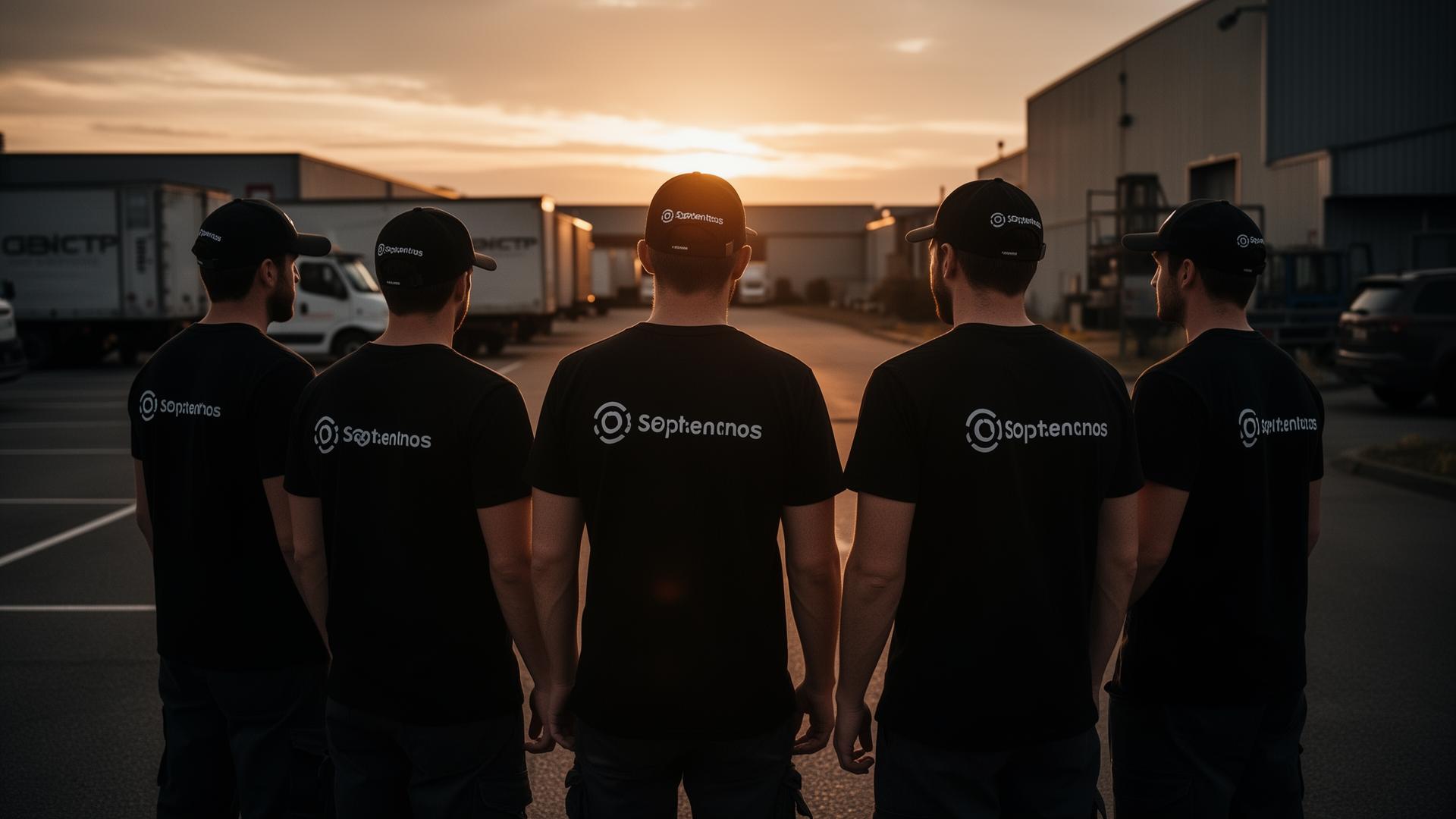 Branded crew at sunset